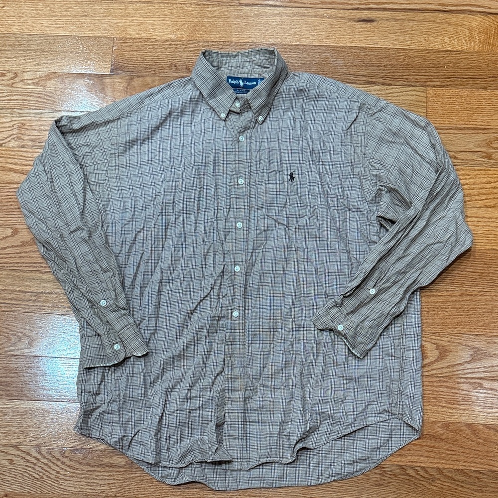 POLO by Ralph Lauren Men's Beige Checkered Shirt - Size XL